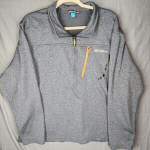 Eddie Bauer First Ascent Sweater Mens 2XL Blue 1/4 Zip Thermal Top Free Heat